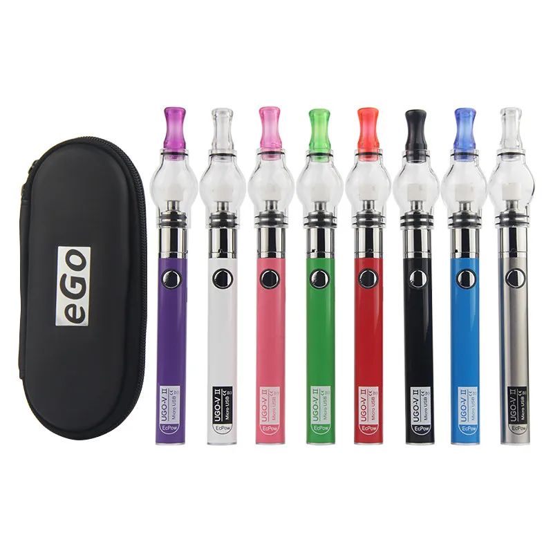 Wax Pen Tank Globe Pyrex Glas Vaporizador Ego Passeren Usb Enkele Rits Kit Met Ugo V2 Vaper Shisha Pen batterij 2 Stuks