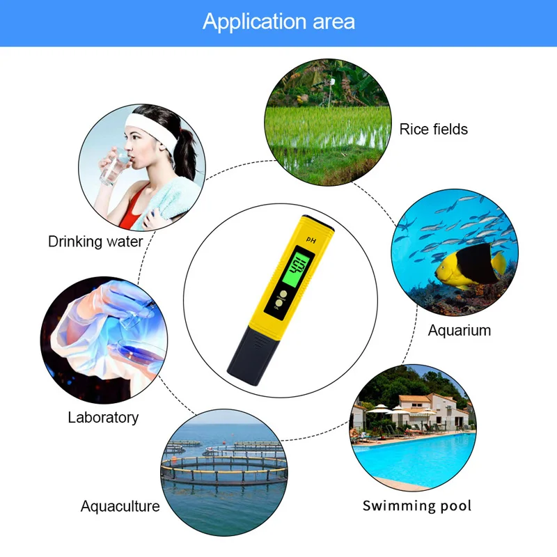 PH Meter 0.01 PH Tester di qualità dell'acqua ad alta precisione con campo di misura 0-14, adatto per acquario, piscina