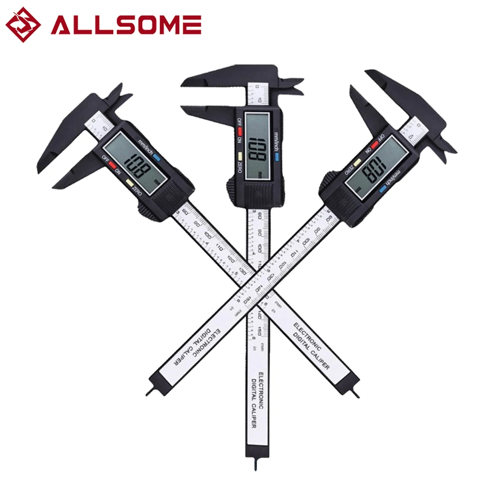 ALLSOME Digital Caliper Electronic Vernier Caliper Calliper Micrometer Digital Ruler Measuring Tool 150mm 0.1mm