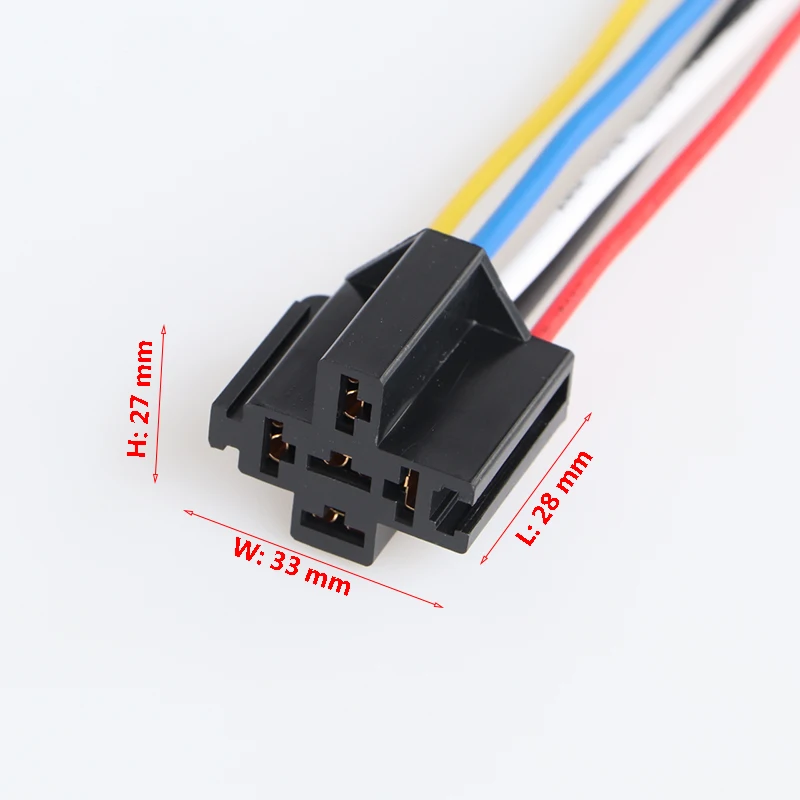 Car Relay Socket 4/5 Pin With Cable Wire Connector Ceramic Quincunx Square 12-24V Universal For Auto Refit Accessories