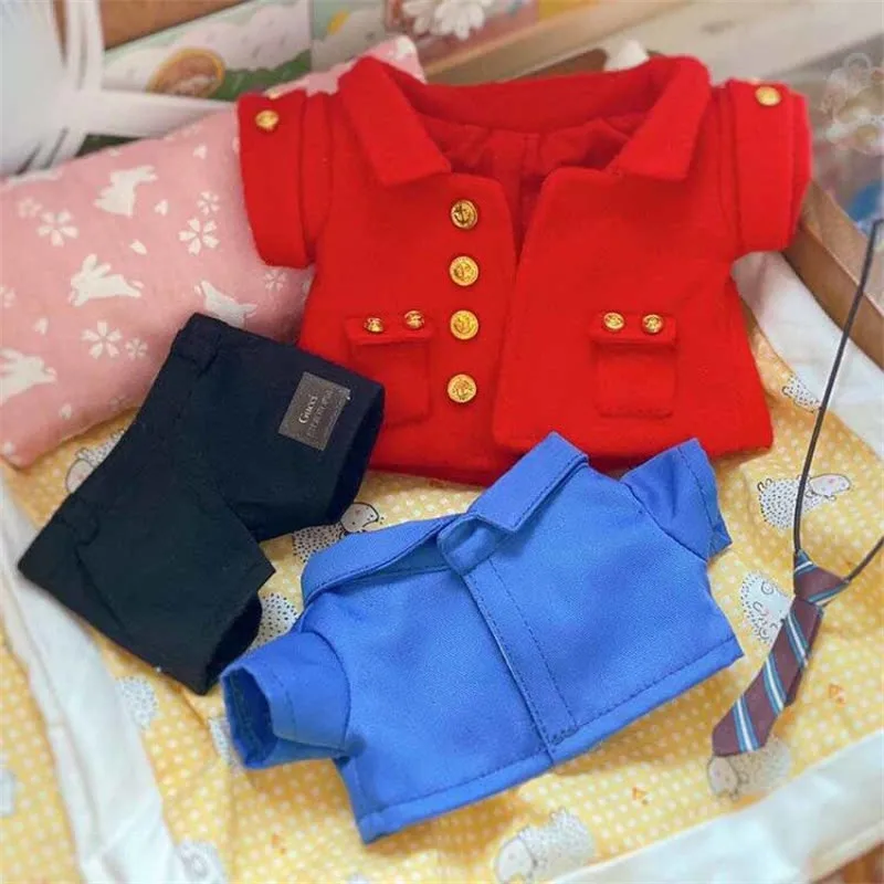 

Red topcoat suit 20cm plush idol doll clothes the same as star 4-piece set 20CM cotton doll accessories