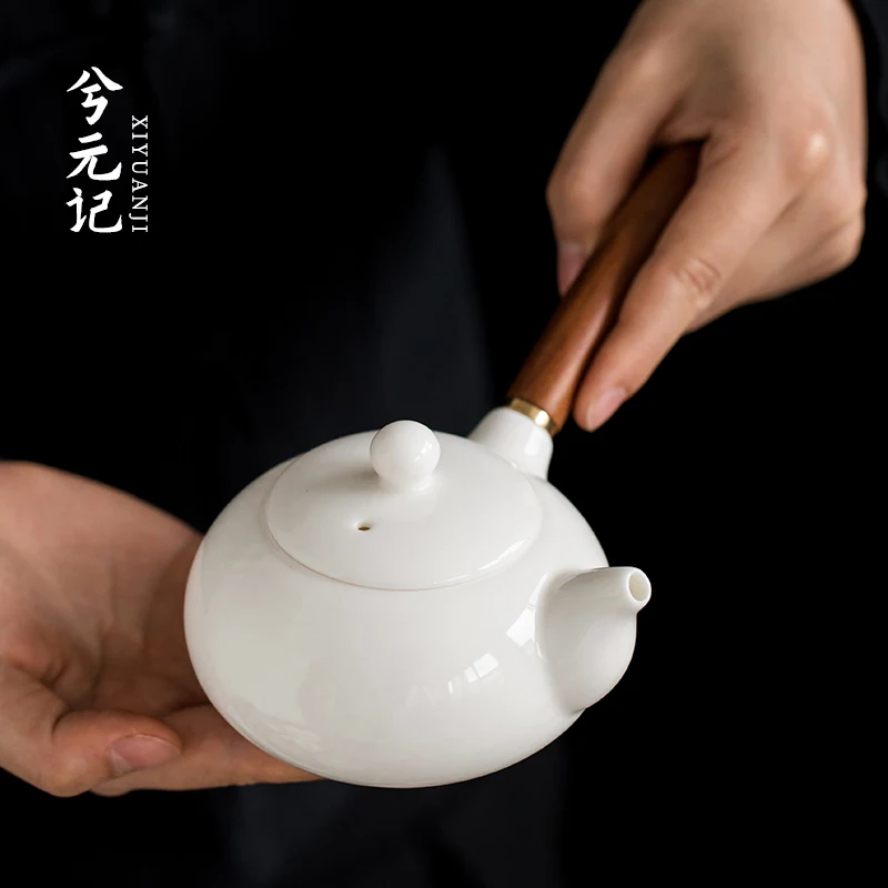 |acid branch side handle teapot ceramic ball hole filter bubble teapot single household simple single pot kungfu tea set