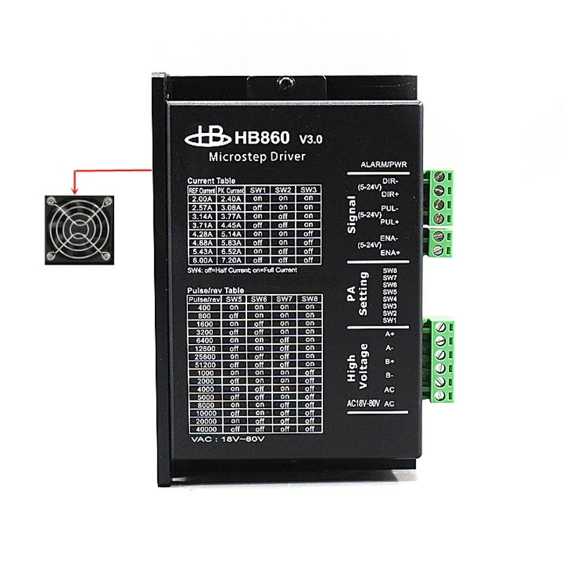 

Stepper motor driver digital controller 860 peak 6A 256 micsteps 24VDC~110VDC or 18VAC-80VAC