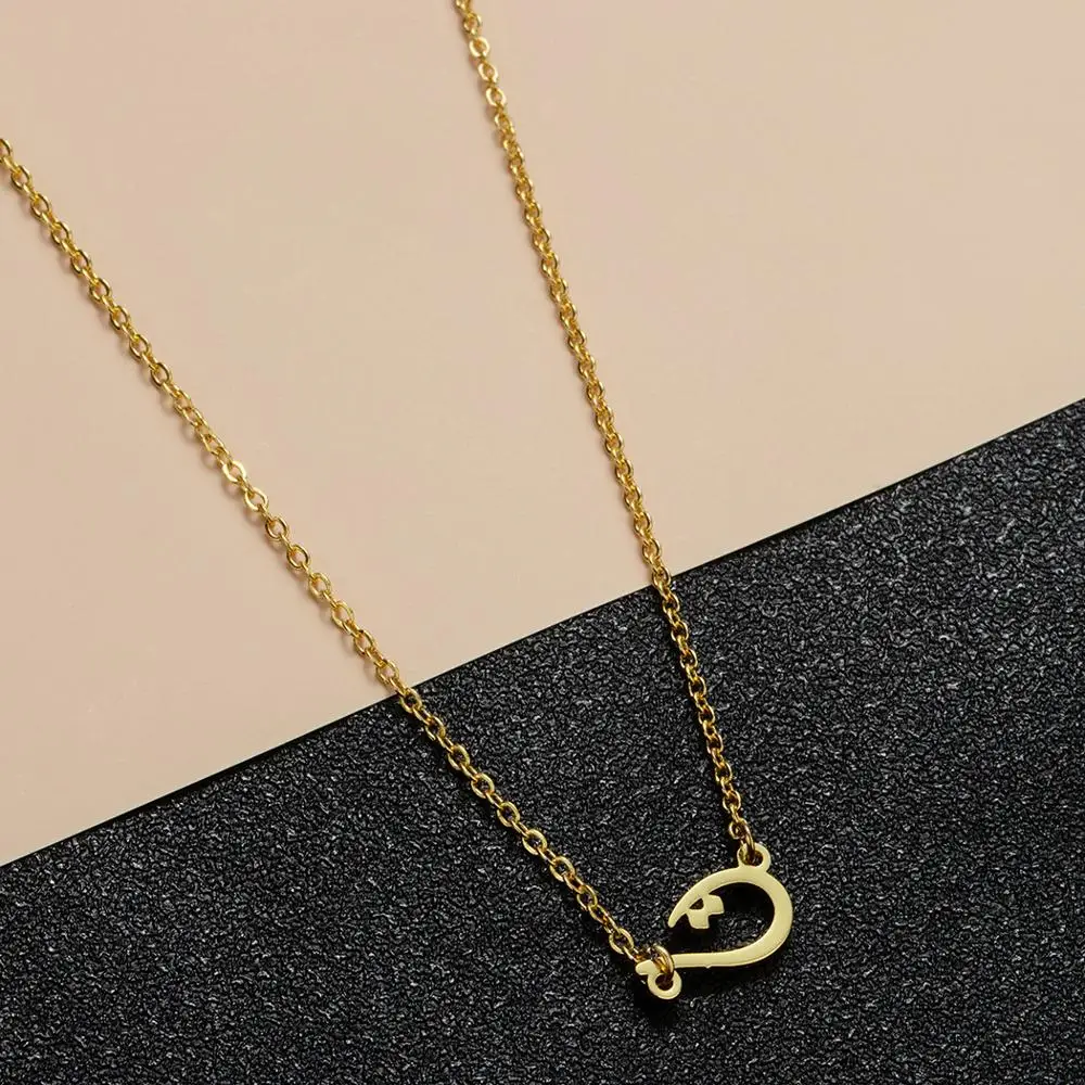 CHENGXUN Initial Necklace  in Arabic Letter Handcut Gold Plated  Brass Pendant Unique Necklace  Jewelry 2020
