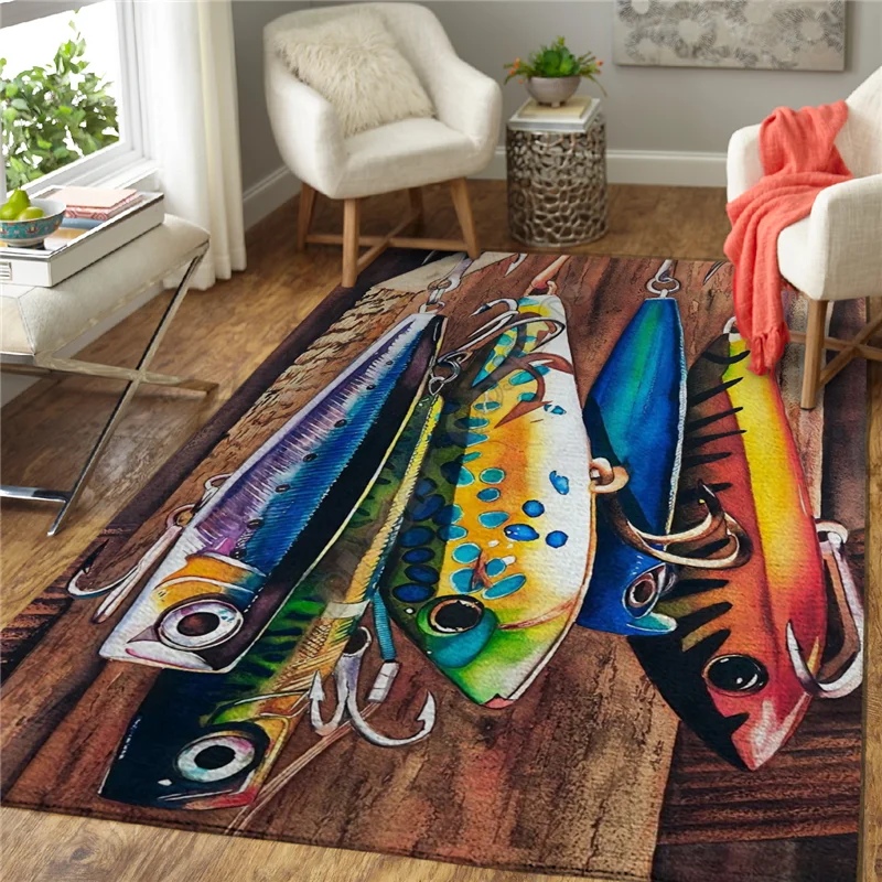 Fishing Area Rug 3D All Over Printed Non-slip Mat Dining Room Living Room Soft Bedroom Carpet 03