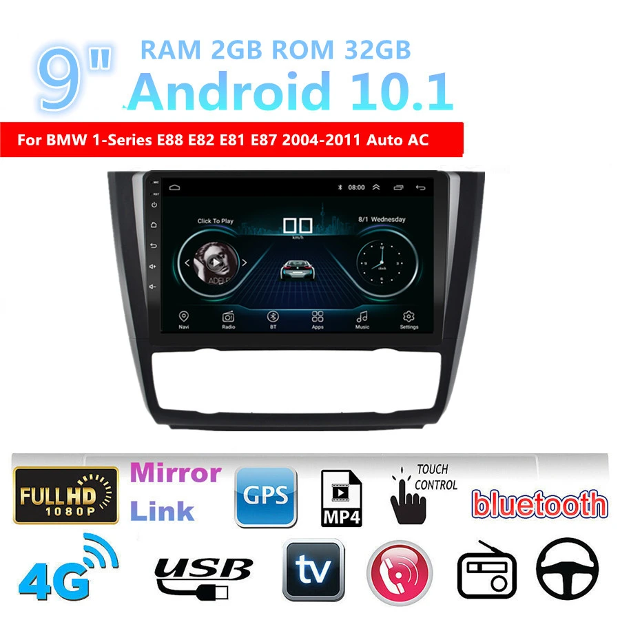 

9" HD Car Stereo Radio GPS Navi 2G+32G For BMW E88 E82 E81 E87 2004-2011 Auto AC with Canbus