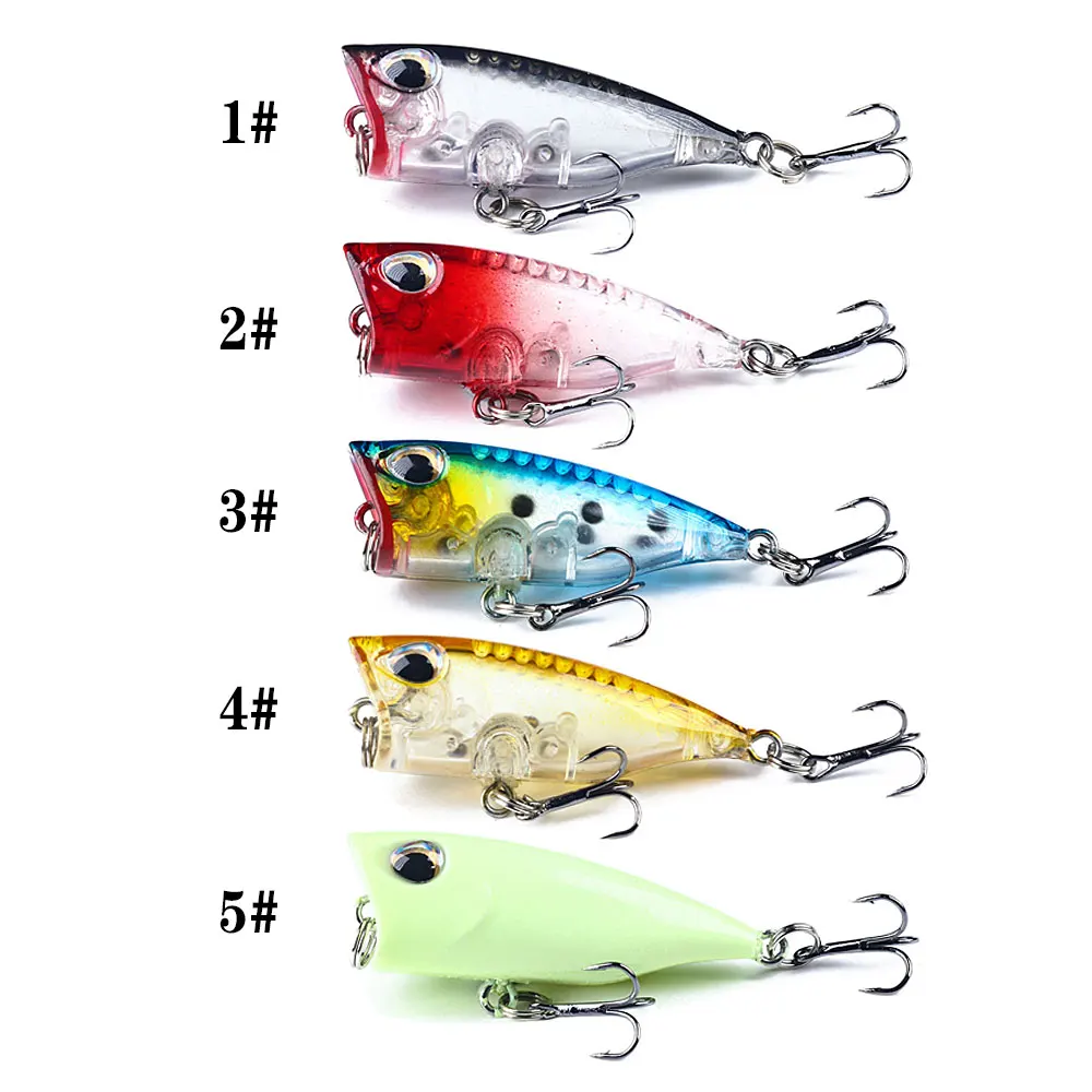 4cm 3,3g Mini Popper Kurbel köder Angeln lockt künstliche Wobbler zum Troll ing Hecht 3d Augen Fisch Top water Swimbait Minnow