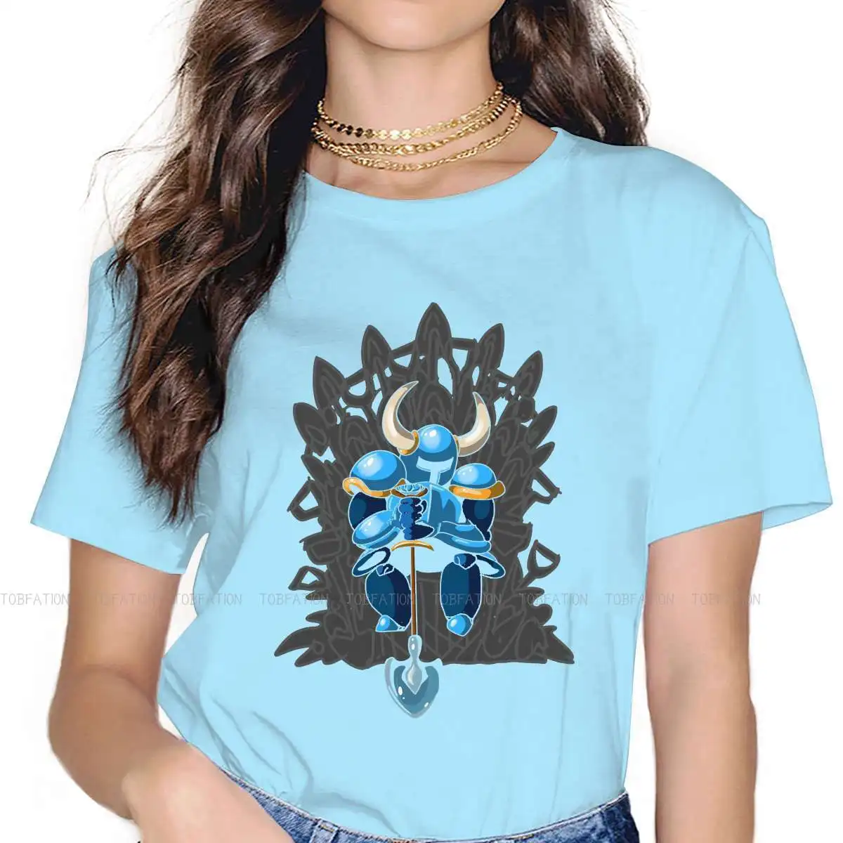 Thrones O Neck TShirt Shovel Knight Fabric Basic T Shirt Woman Tops 5XL Fluffy