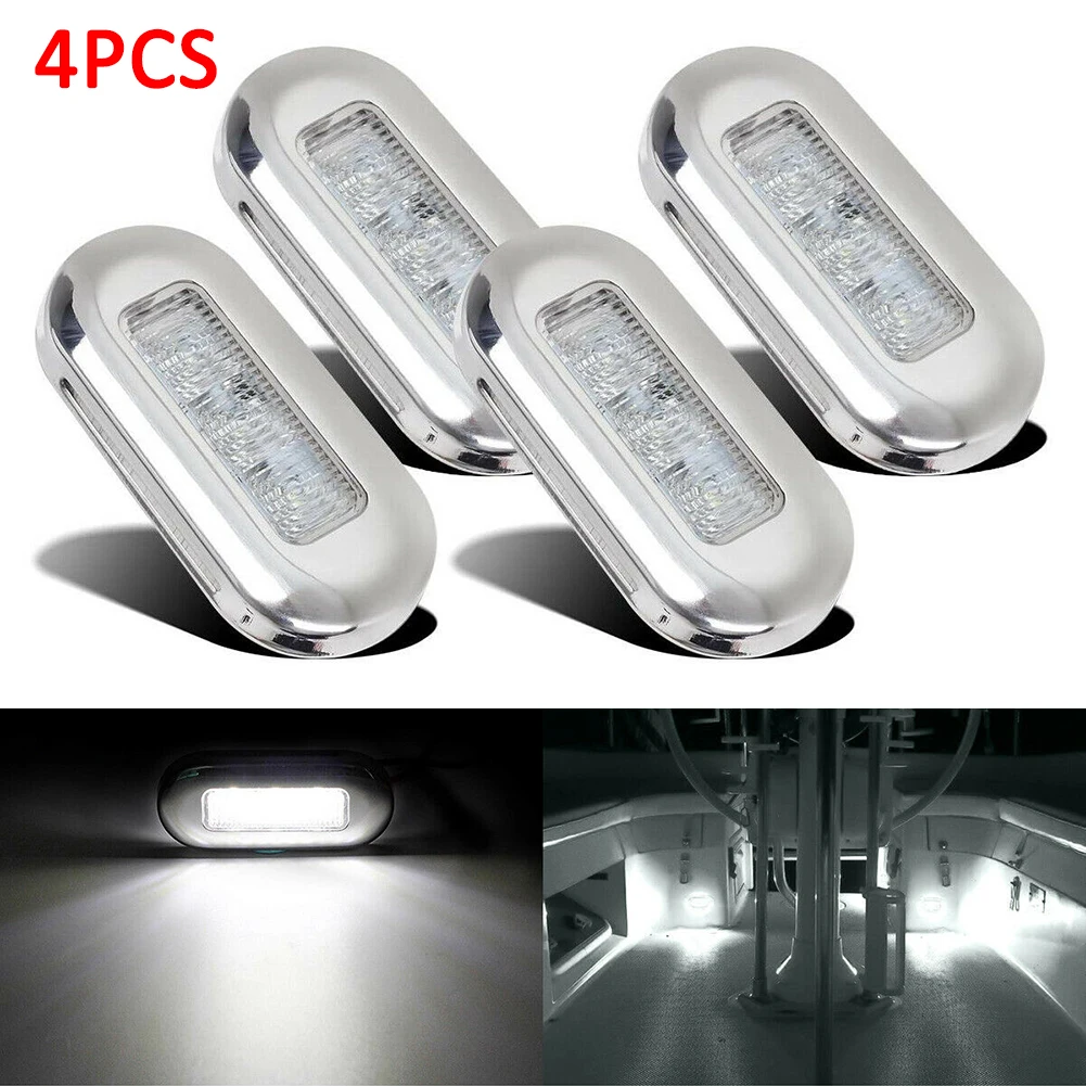 4pcs Boat Courtesy Lights Marine Grade 24V Large Waterproof Cool Blue LED Courtesy Lights Stair Deck Lamp boat lightings