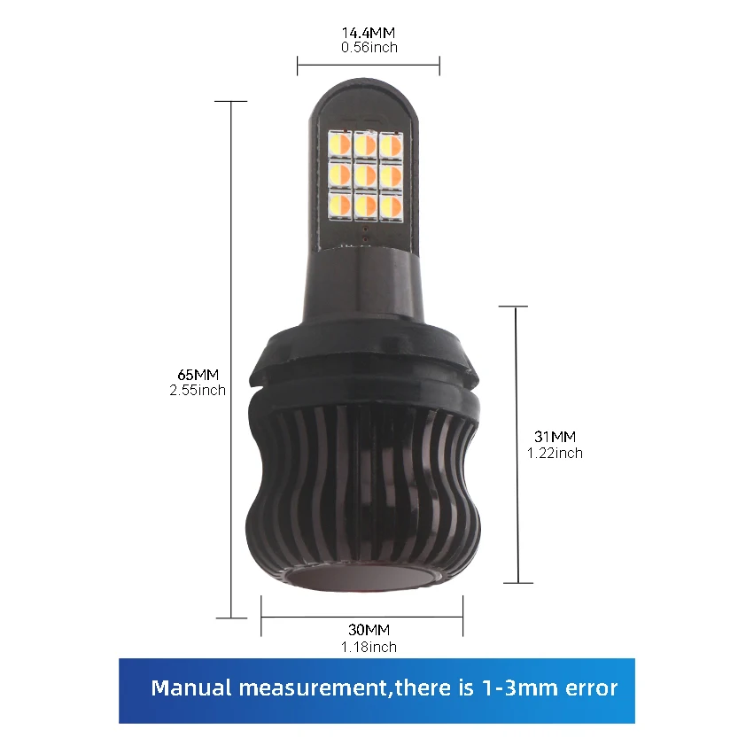 1Set 1156 P21W BA15S PY21W BAU15S 3156 7440 W21W LED Bulbs Daytime Running Lights/DRL with Turn Signal Light White/Amber 3030