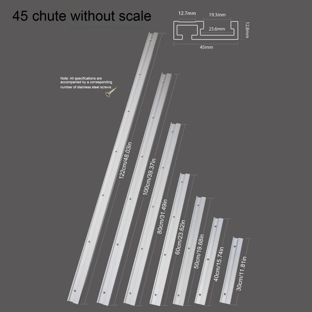 T-track Miter الألومنيوم T-فتحة أدوات النجارة ل الجدول المنشار راوتر سبائك الألومنيوم لتقوم بها بنفسك الفضة 45 نوع 45x12.8 مللي متر تركيبات فتحة