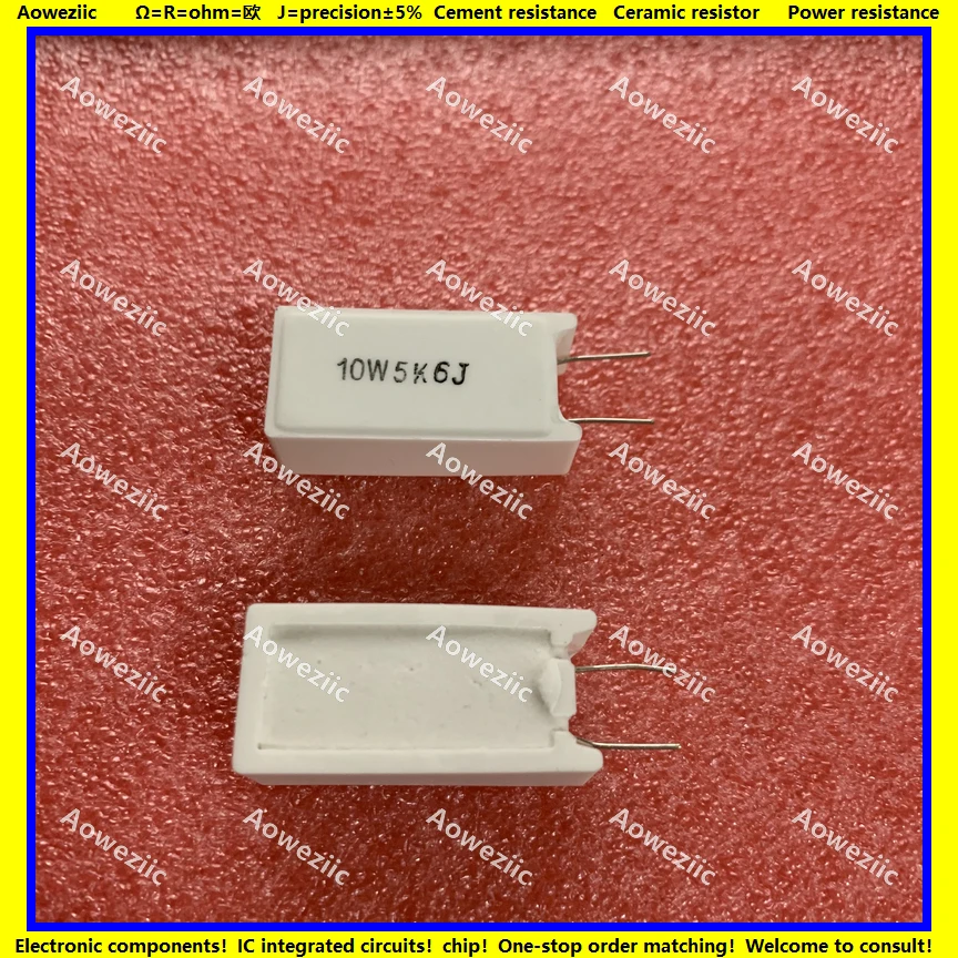 10Pcs 10W5K6J RX27-5แนวตั้งซีเมนต์ความต้านทาน10W 5.6K Ohm 5.6KR 5.6KRJ 5600R เซรามิคความต้านทานความแม่นยำ5% Power ความต้านทาน