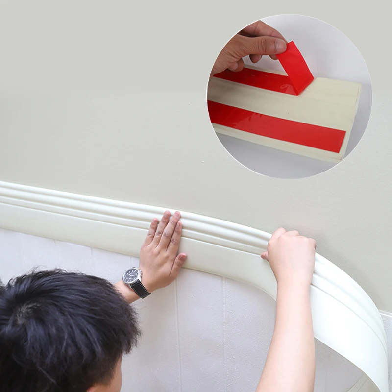 NBR Decorative Baseboard Foam Self-adhesive Skirting Waist Line Background Border Strip Lines anti-collision Wall Edging Sticker