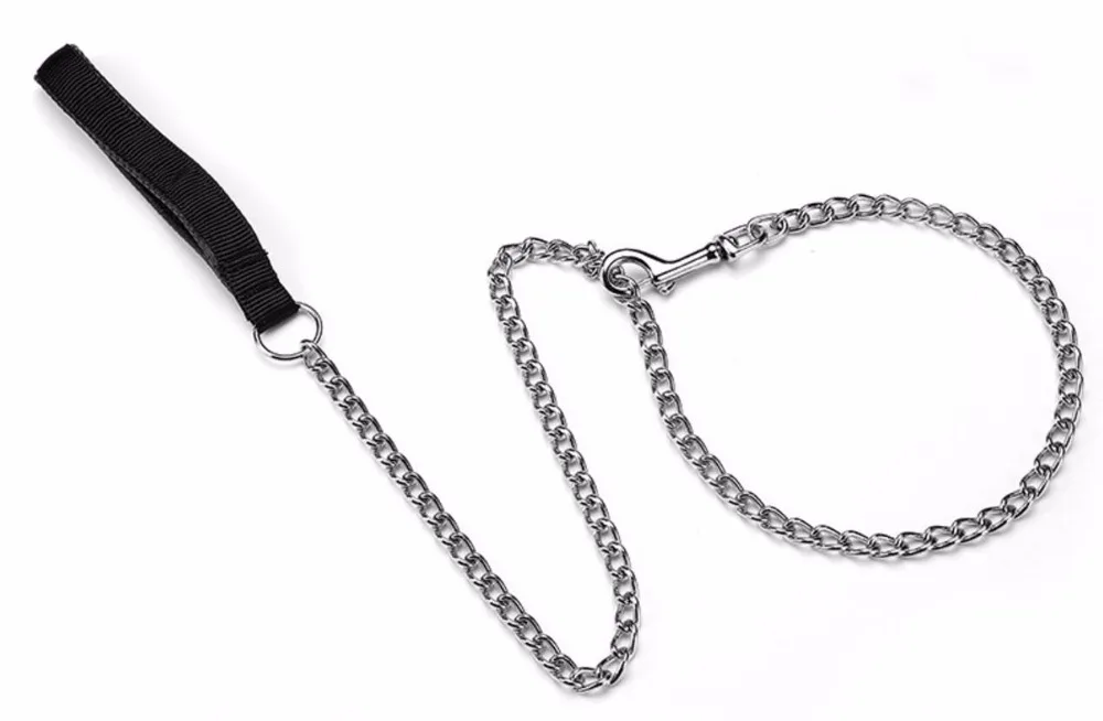 High Quality pet Dog leash double thick nylon handle soft form padded leash strong Iron chain dog leashes for large small dog