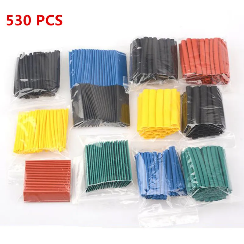 127-530 Pcs 2:1 Heat Shrink Sleeving Tube Assortment Kit Electrical Connection Electrical Wire Wrap Cable Waterproof Shrinkage