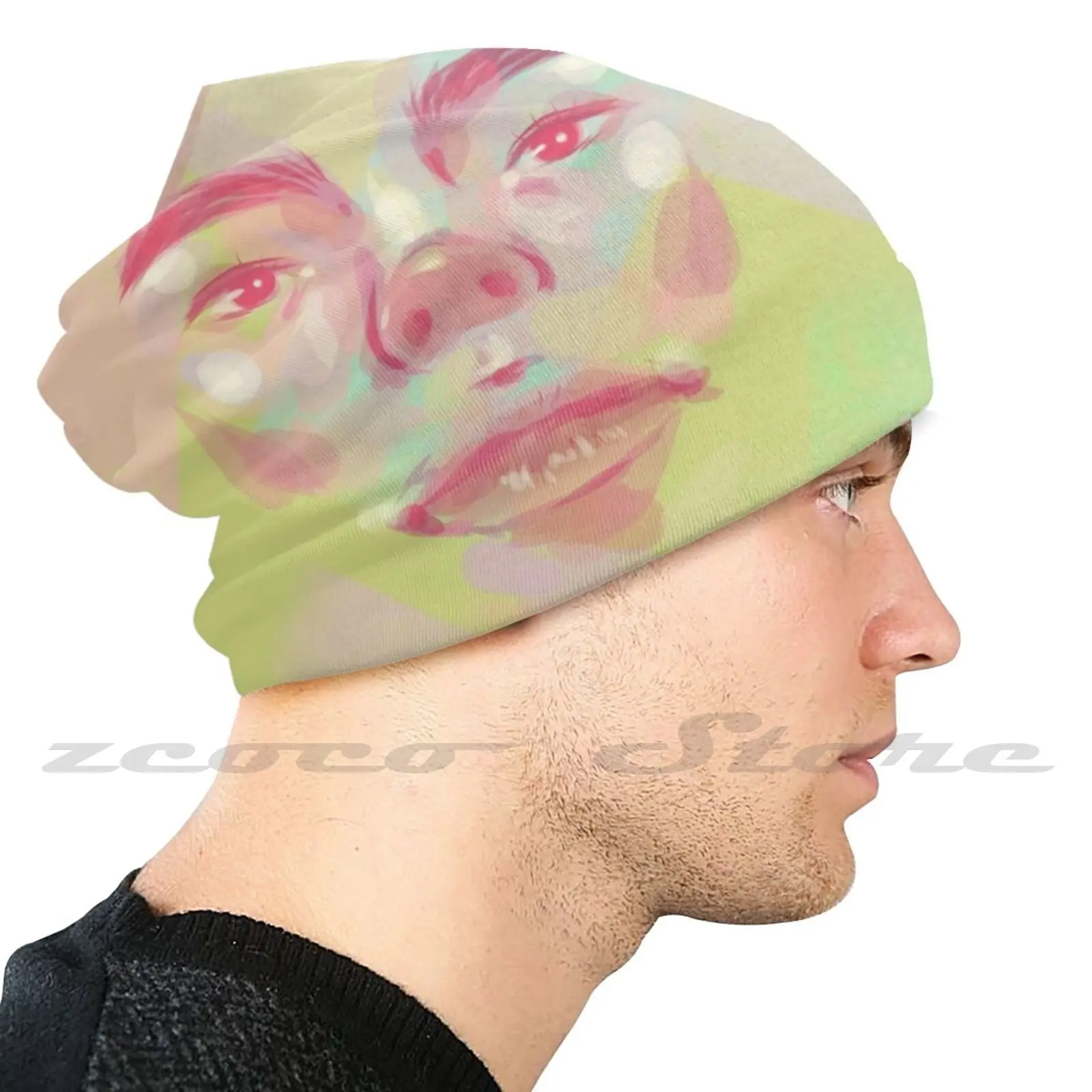 Masker Doek Herbruikbare Print Filter Wasbare Joryt Gezicht Portret Kleuren Cool Classy Klassieke Roze Groen Artph