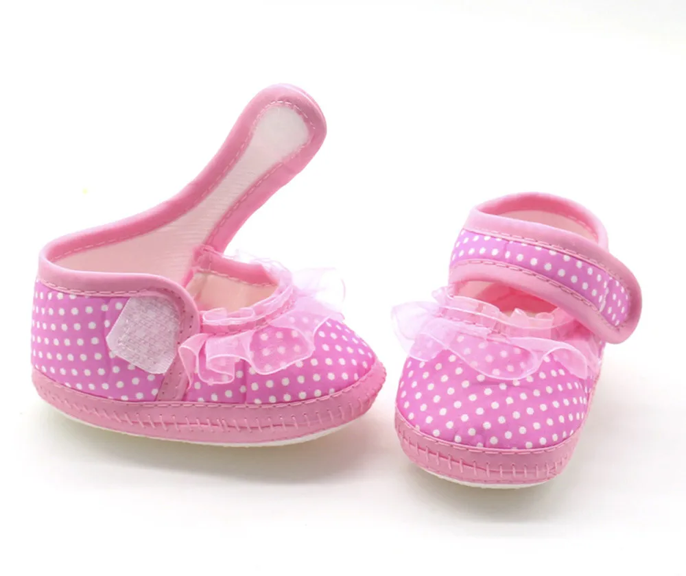 2021 Pasgeboren Baby Baby Dot Kant Meisjes Zachte Tong Prewalker Warm Casual Flats Schoenen Print Katoen Mode Schoenen