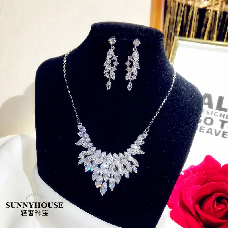 CC Trendy Jewelry Set for Women Wedding Accessory Bridal Dress Engagement Bijoux Fine Jewelry Sets High Quality 2 PCS Gift S017