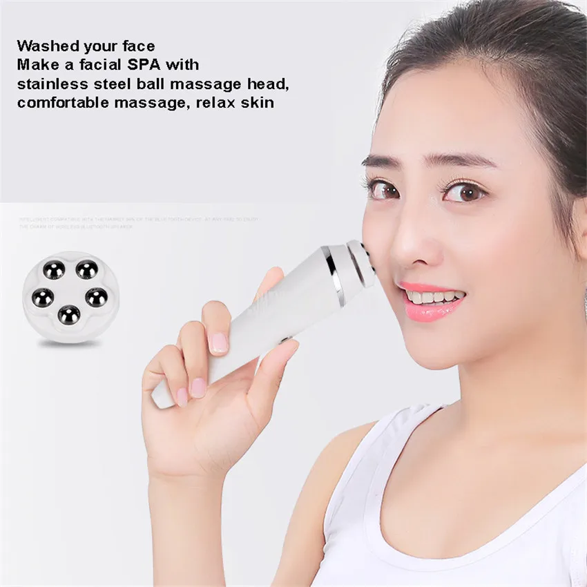 مقاوم للماء الكهربائية منظف الوجه مع وظيفة تدليك الكرة غسل فرشاة وجه الوجه المسام تنظيف جهاز الجلد جهاز تدليك لمراكز التجميل