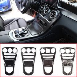 Car Central Control Gear Shift Panel Covers Frame Interior Trim Sticker For Mercedes Benz C GLC Class W205 X235 Auto Accessories