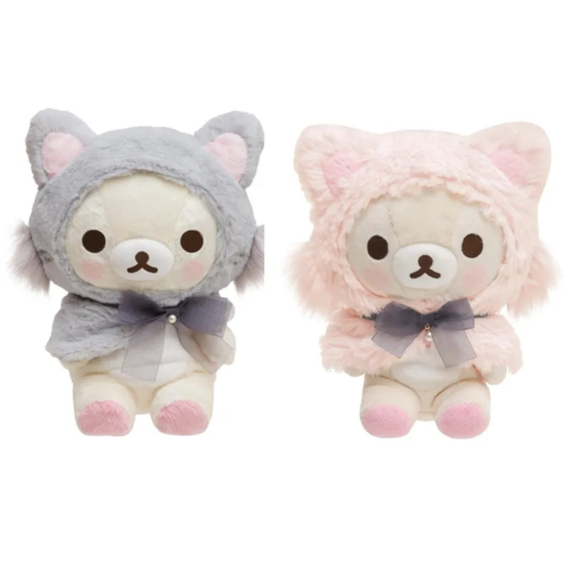 Rilakkuma korilakkuma urso usar gato chapéu de pelúcia brinquedo bonito animais de pelúcia brinquedo macio meninos meninas crianças brinquedos para crianças presente de natal