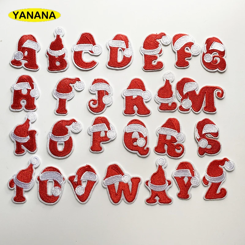 Christmas Day Alphabet Letter Embroidered Iron On Patch For Clothing Badge Paste For Clothes Bag Pant DIY