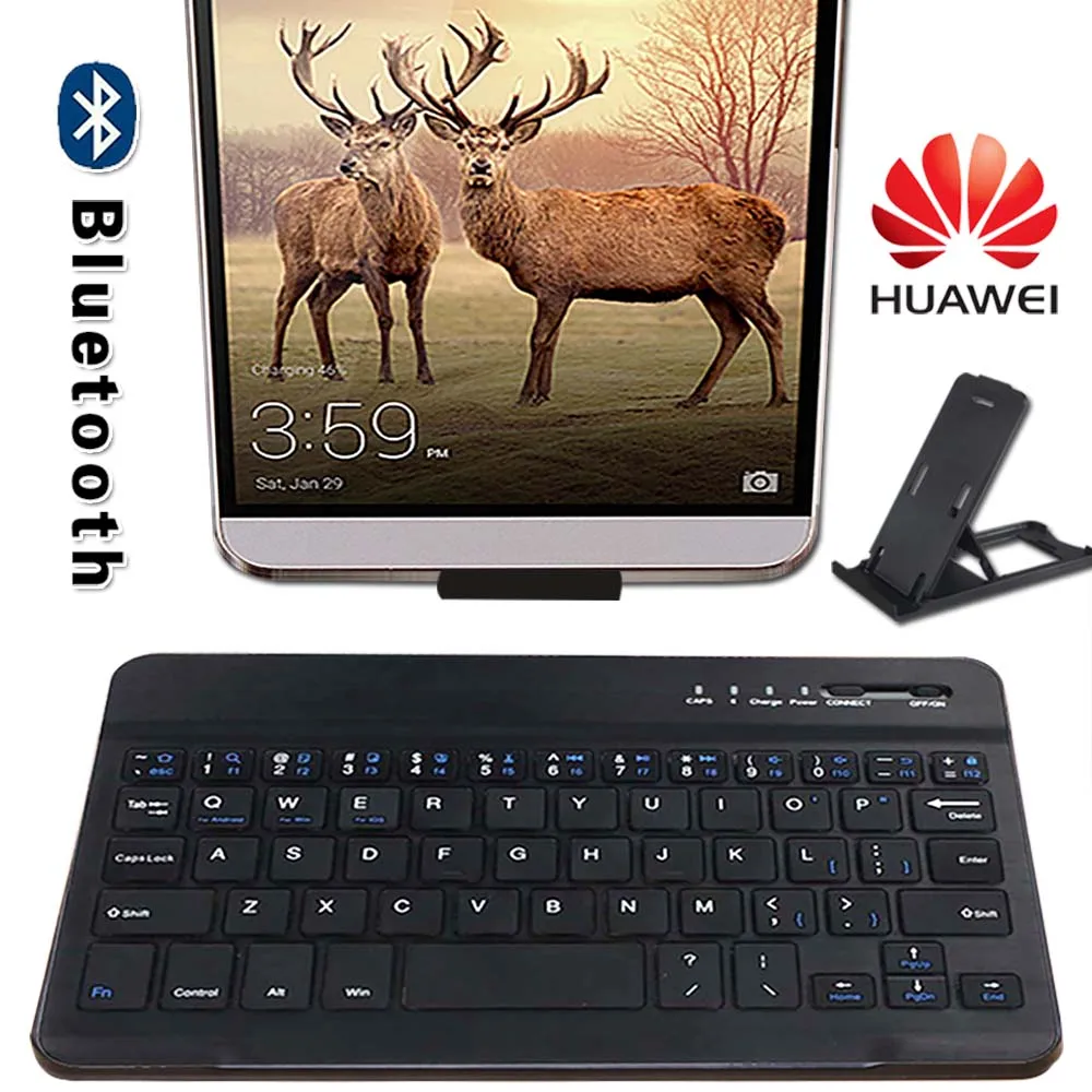 

Wireless Bluetooth Keyboard for Huawei Honor Note 8/Play Tab 2/Tab 5/WaterPlay 8/MediaPad 7/M5/M6/T1/T2/T3 Tablet Rechargeable