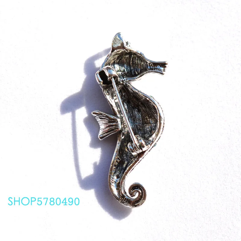 Rhinestone Cute Seahorse Brooch Rhodium Plated Women Breast Pin Lady Party Gifts Corsage Coat Ornaments Fashion Jewelry Luxury