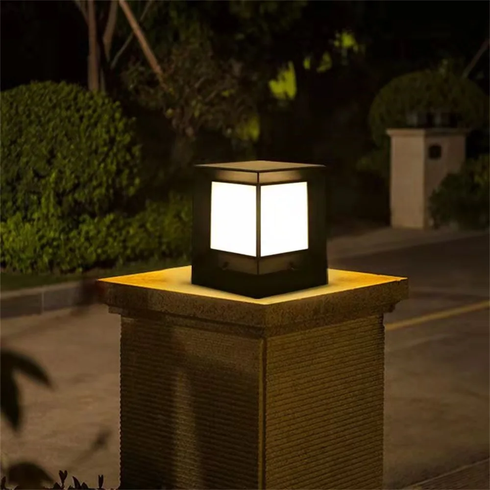 Imagem -04 - Livre Solar Cubo Luz Led Pilar Pós Lâmpada à Prova Impermeável Água Luminárias para Casa Jardim Pátio 8m ao ar