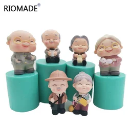 3D Grandpa Grandma Longevity Elderly Silicone Candle Molds Resin Cake Decorating Tools Plaster Epoxy Model Birthday Mould