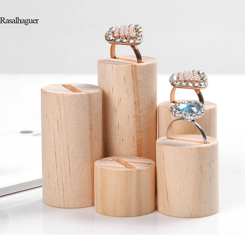 Wooden 5pcs/set Ring Bague Anel Bearer Stand Jewelry Display Wedding Wood Rings Box Holder Special Handmade Store Ring Shows