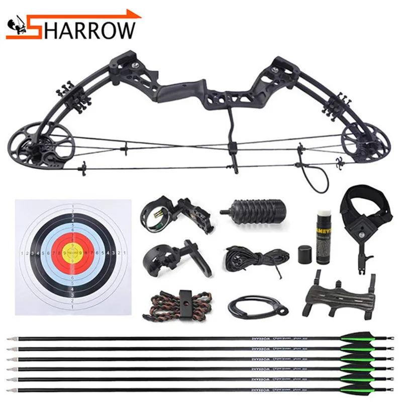 SHARROW 15-45lbs Adjustable Compound Bow Youth Ladies Juniors Archery Training Bow Arrow Set Fit Shooting Hunting Accessories