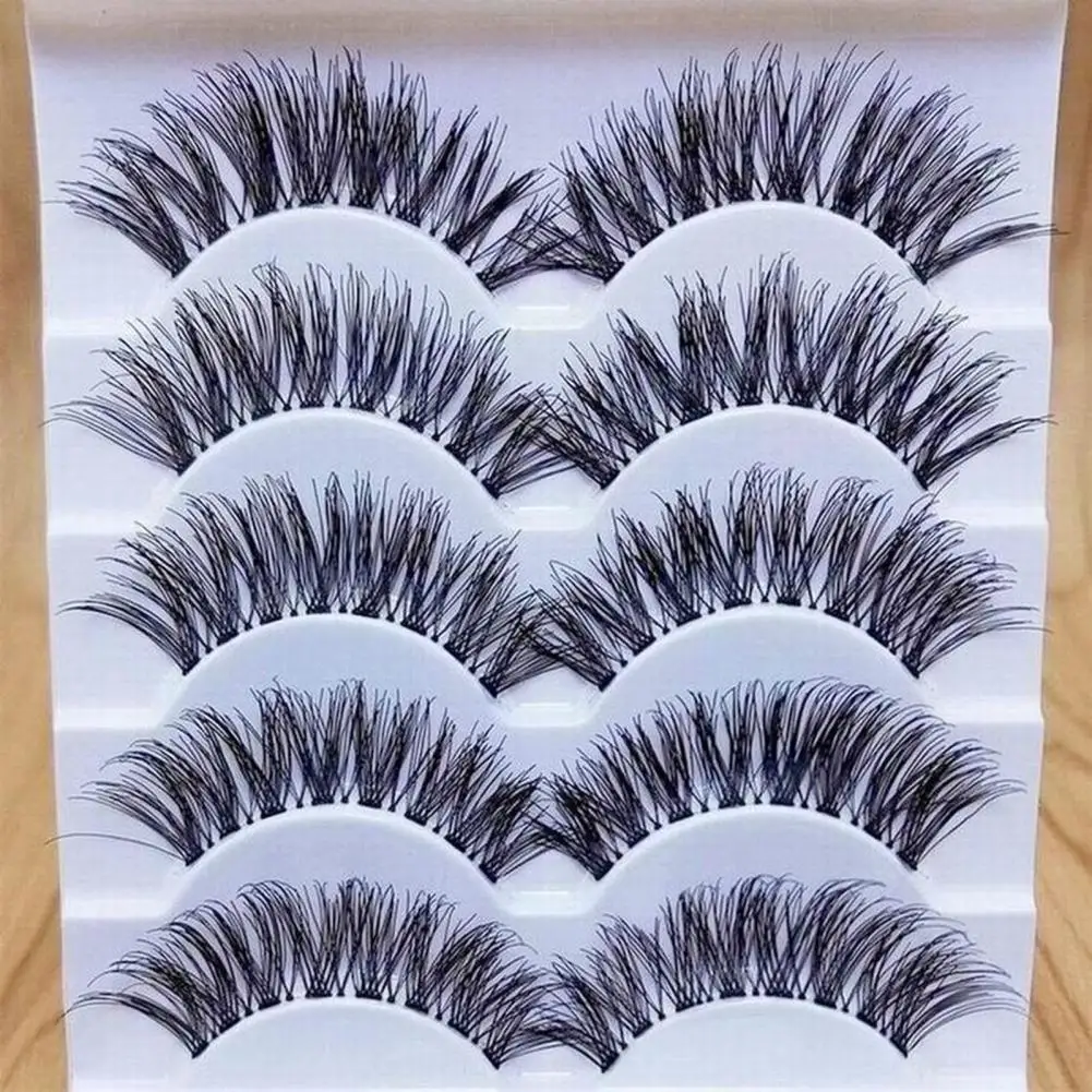 5Pairs Thick Long Eyelashes Set Eyelashes Extension 1cm - 1.5cm Look Eye Makeup Natural False Eyelashes Box Package