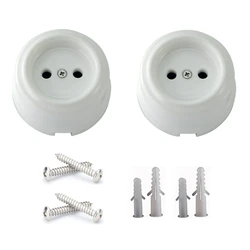 2Pcs Porcelain Vintage Wall Socket Outlet ,2P, No Grounding, 240V,16A