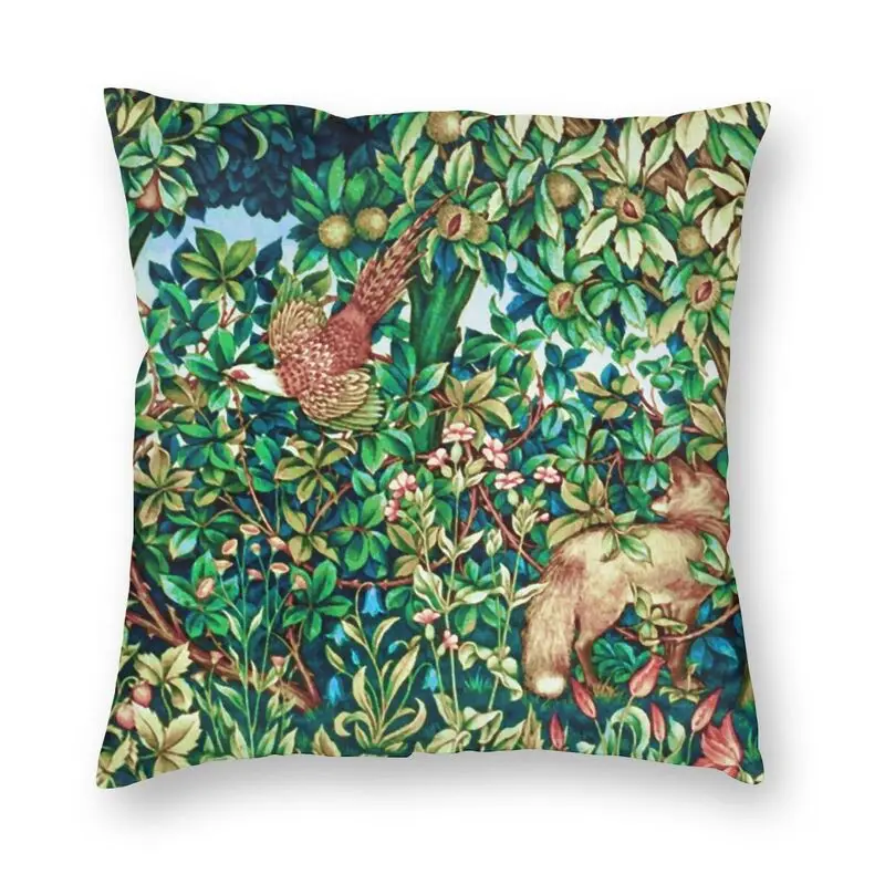 William Morris Fox And Pheasant Tapestry Square Pillow Case Home Decor Textile Pattern Cushions Throw Pillow 40*40cm For Bedroom