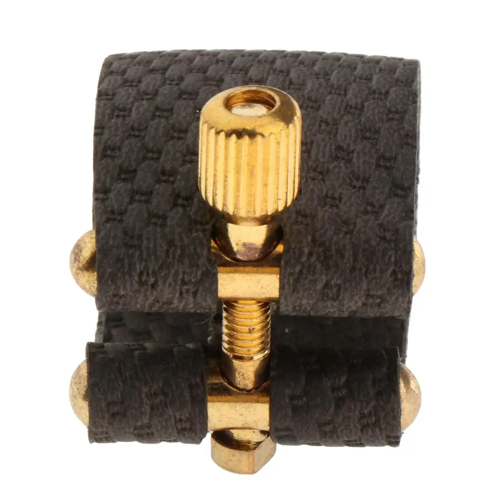 Ligature Fastener Clip PU Leather Compact Durable for Alto Tenor Soprano Sax Saxophone Clarinet Metal Bakelite Mouthpiece