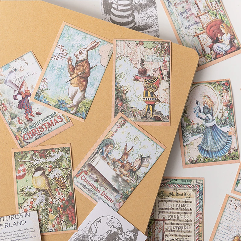 100PCS Vintage Fairy Tale Girl Material Paper DIY Scrapbook Base Collage TAG. Wall Gift Packaging Decoration Mini Material Book