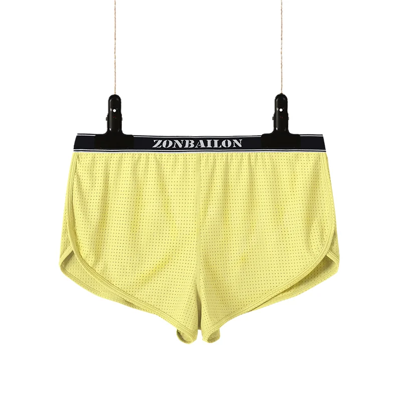 2022 New Men Boxer Panties Nylon Men\'s Sexy Full Coverage Hip with Low Rise Short Briefs Side Split Male Soft Comfortable Underw