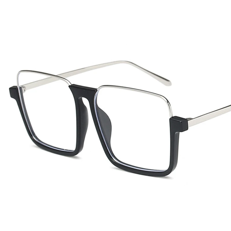 Women Oversized Square Glasses Vintage Metal Half Frame  display picture 1