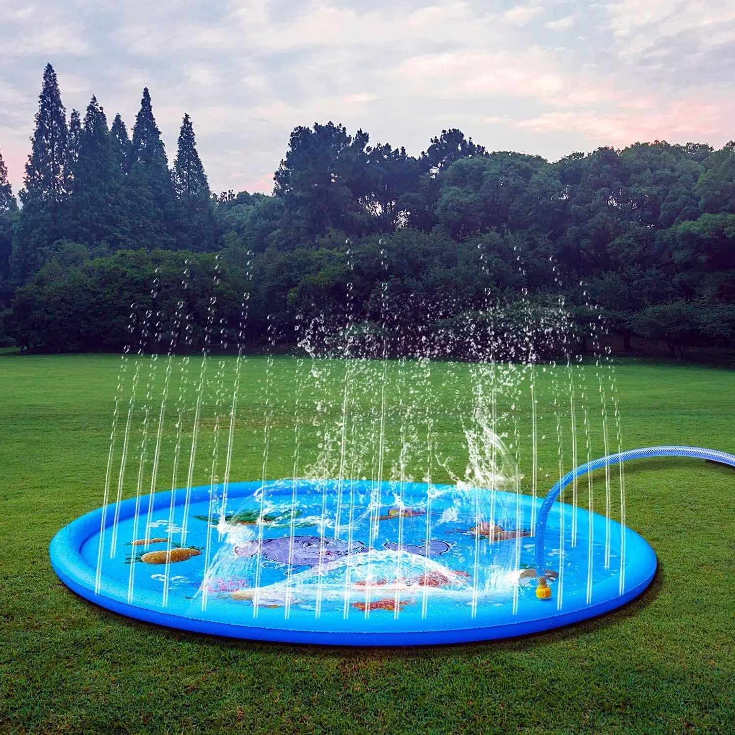 PVC Water Spray Mat Children's Outdoor Toys Dolphin Shark Sport Mat Dinosaur Rainbow Water Spray Mat Games Toy Children Gift