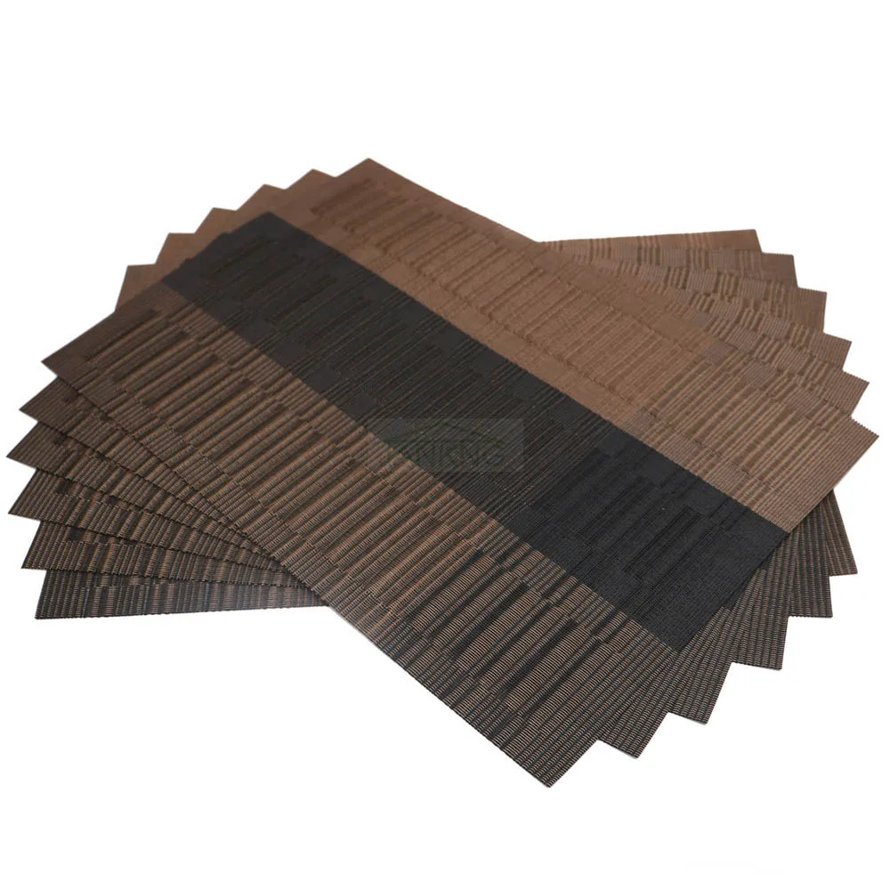 6Pcs Brown PVC Bamboo Plastic Placemats Heat Resistant For Dining Tea Coffee Cup Wine Table Place Mat Kitchen Accessories