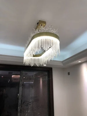 Art Glass Gold Round Oval Chandeliers