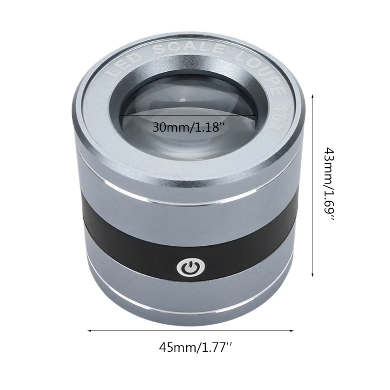 Imagem -03 - Lupa Metal com Escala Led 10x Lente Aumento com Carregamento Usb