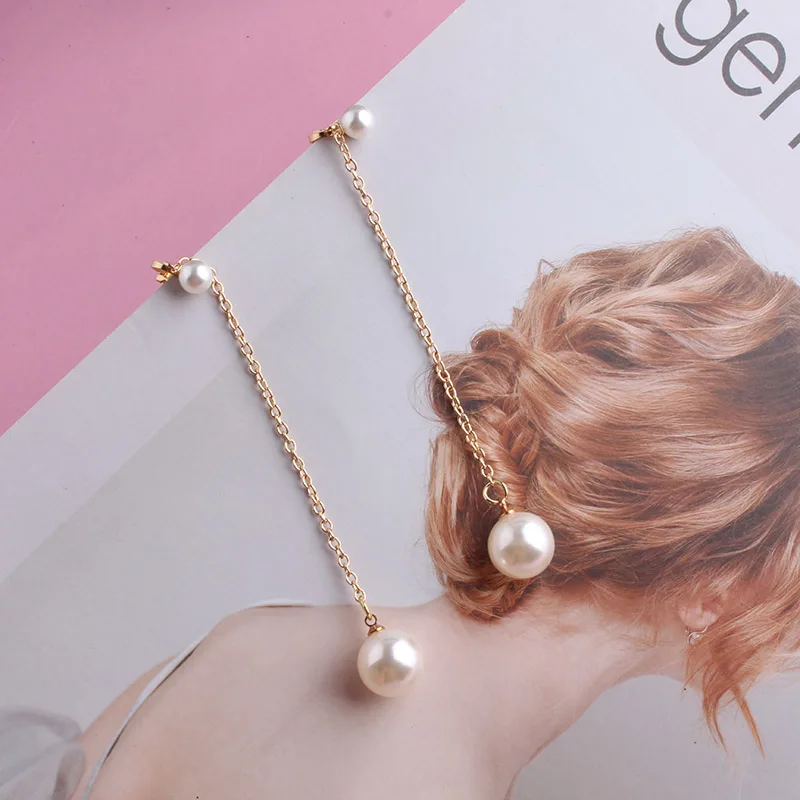 Big Simulated Pearl Long pearl  clip on earrings Without Piercing for Women Wedding Party Ear Clips Gift