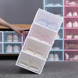 1PC lip-Open Cover Plastic Shoe Hanger Storage Transparent Box Divider Drawer Shoes Organizer Shoes Box Home Storage Shoes Rack