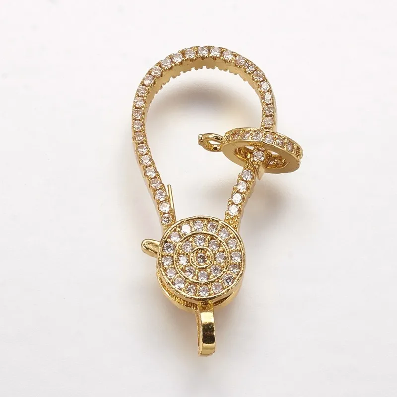 5Pcs Brass Micro Pave Cubic Zirconia Lobster Claw Clasps Mixed Color for Keyrings Jewelry Making 30x13x4.5mm