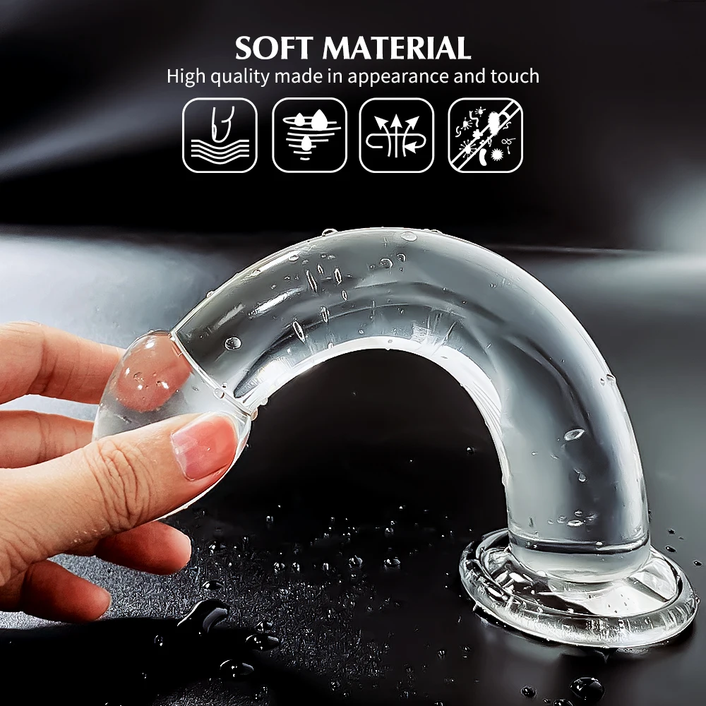 Transparent Butt Plug Soft Anal Plug with Strong Suction Cup G-spot Vaginal Massager Prostate Stimulator Erotic Adult Products