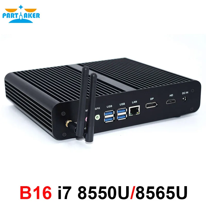 Partaker Nuc Fanless Gaming PC Intel Core i7 8565U i5 10310U 2*DDR4 M.2 PCIe Computer DP HDMI HTPC Wif