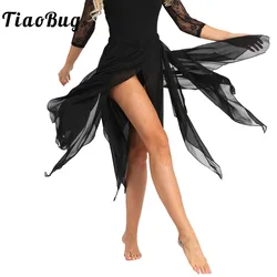 Women Stage Dancing Skirt Split Solid Spanish Flamenco Oriental Ethnic Costumes Ballroom Performance Dance Skirt