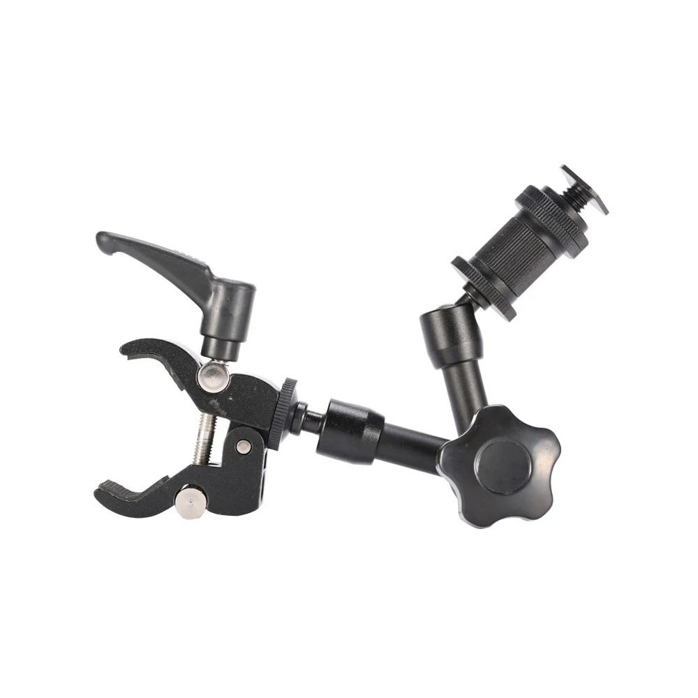 Braçadeira para câmera, super braçadeira de alumínio cnc, com rosca de 1/4 "3/8", monitor lcd, estúdio, luz led, tripé, braço mágico, câmera